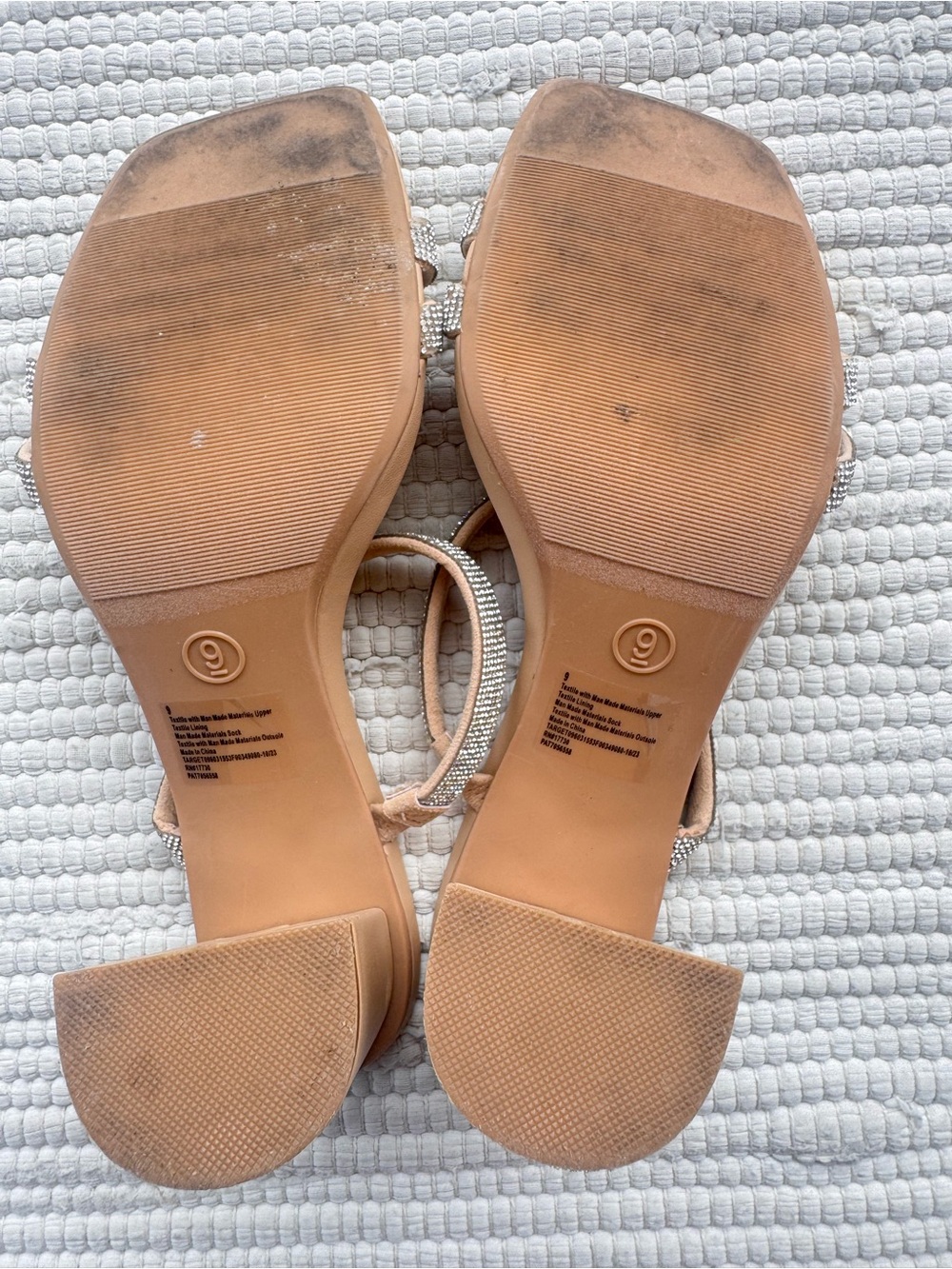 A New Day Rhinestone Double Strap Block Heel Sandals Size 9 - Picture 8 of 8